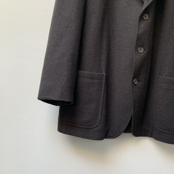 009 - Hackett London Coat Jacket Size 46 Regular Dark Brown Pure Wool Unlined - Picture 2 of 8